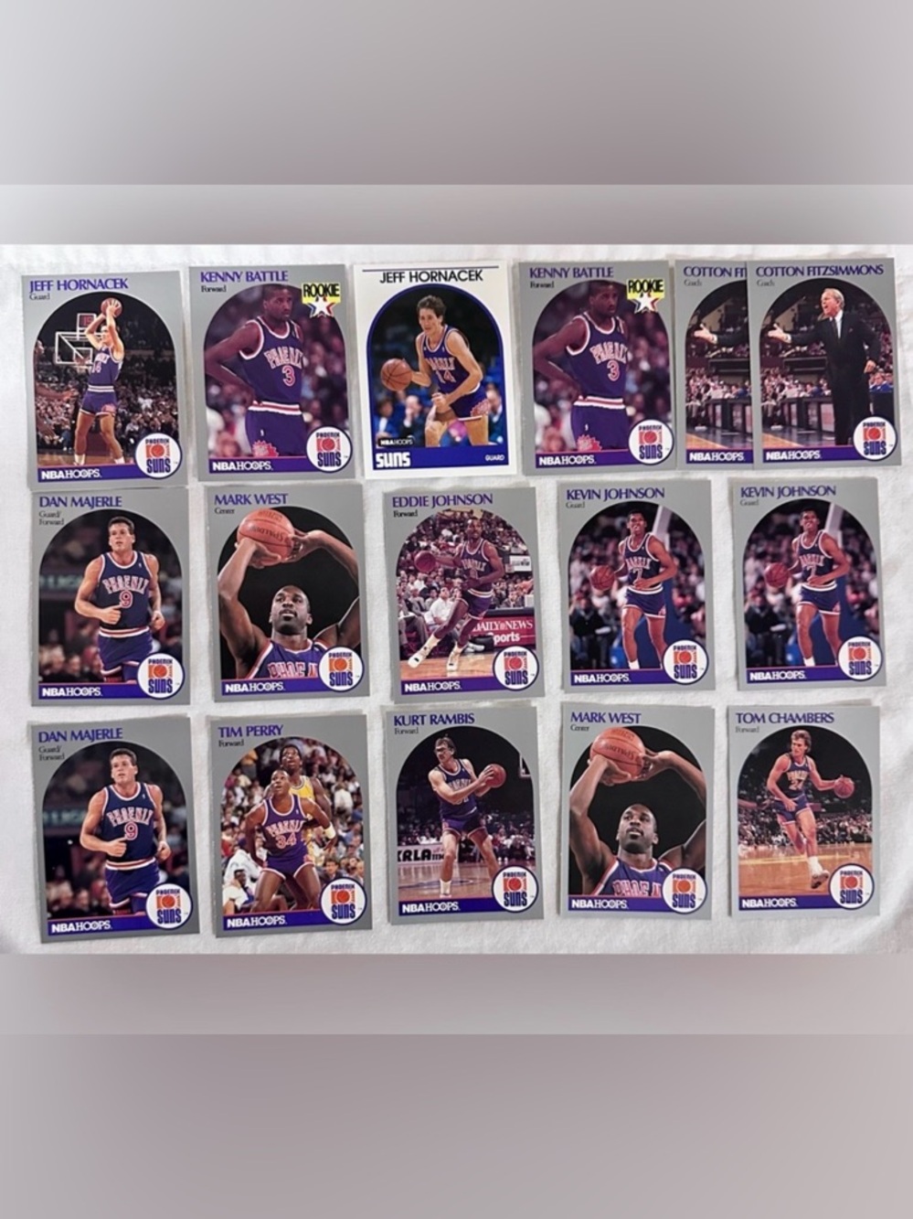 Phoenix Suns Jeff Hornacek NBA Hoops Trading Cards Set 1989-1990 (16) cards